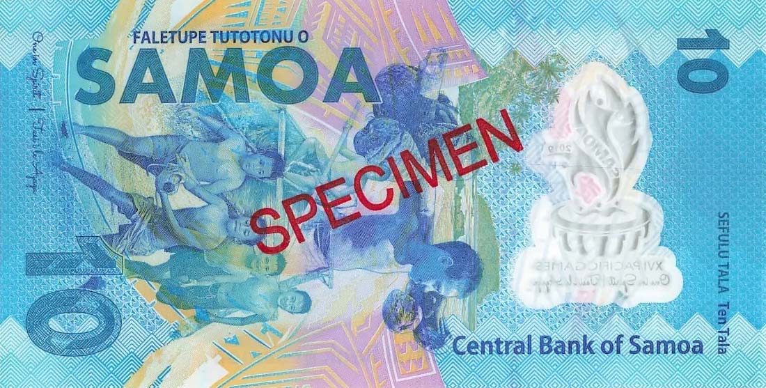 Back of Samoa p45s: 10 Tala from 2019