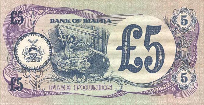 Back of Biafra p6a: 5 Pounds from 1968