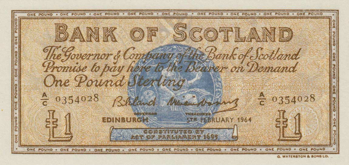 Front of Scotland p102a: 1 Pound from 1961