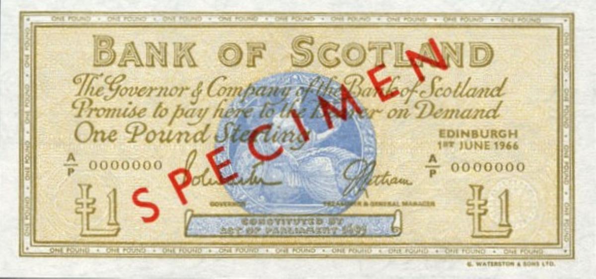 Front of Scotland p105s: 1 Pound from 1967