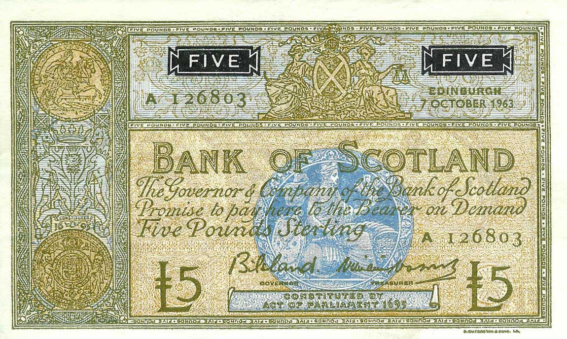 Front of Scotland p106a: 5 Pounds from 1965