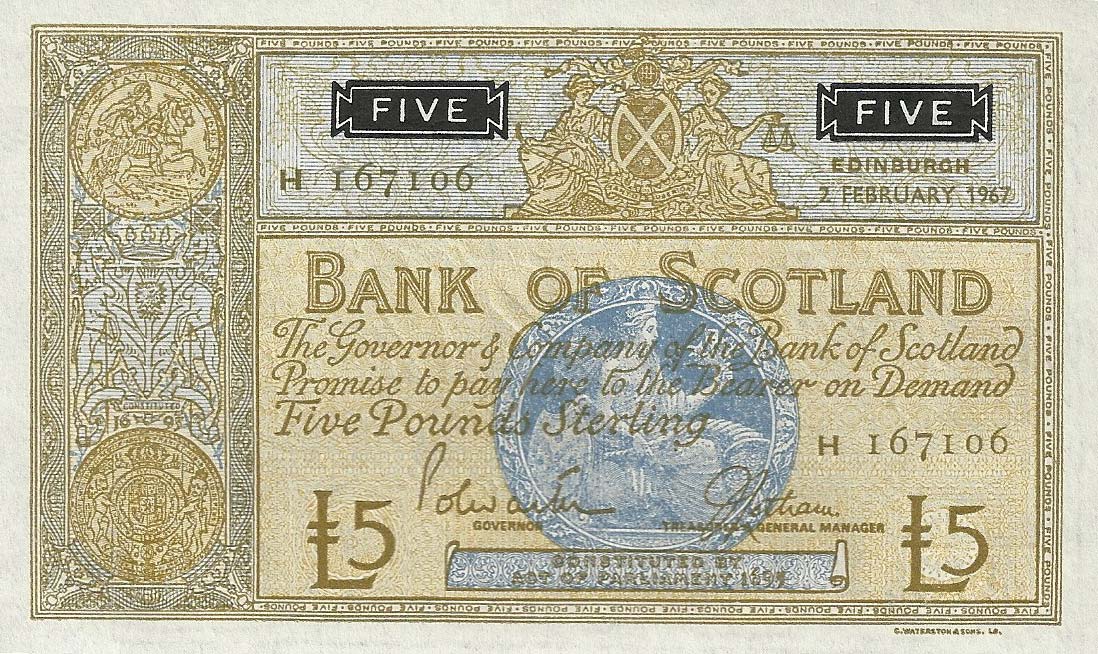 Front of Scotland p106c: 5 Pounds from 1967