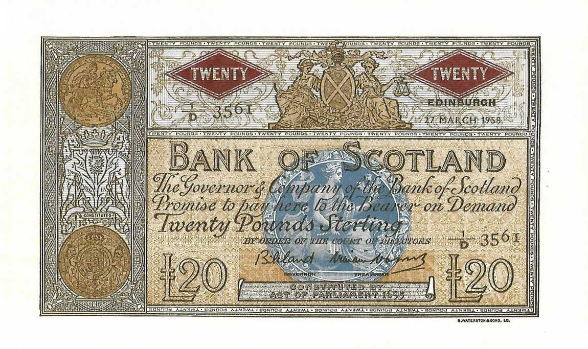 Front of Scotland p110A: 20 Pounds from 1969