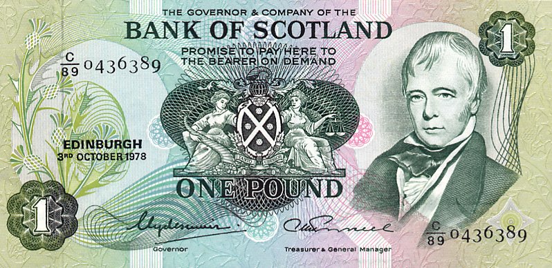 Front of Scotland p111c: 1 Pound from 1974