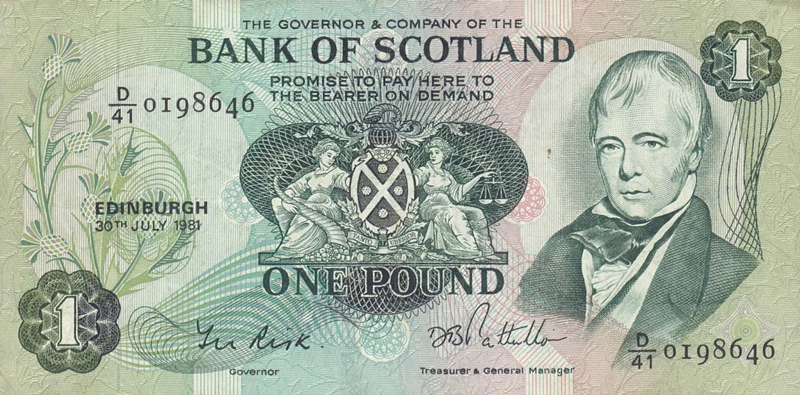 Front of Scotland p111e: 1 Pound from 1981