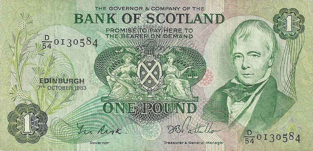 Front of Scotland p111f: 1 Pound from 1983