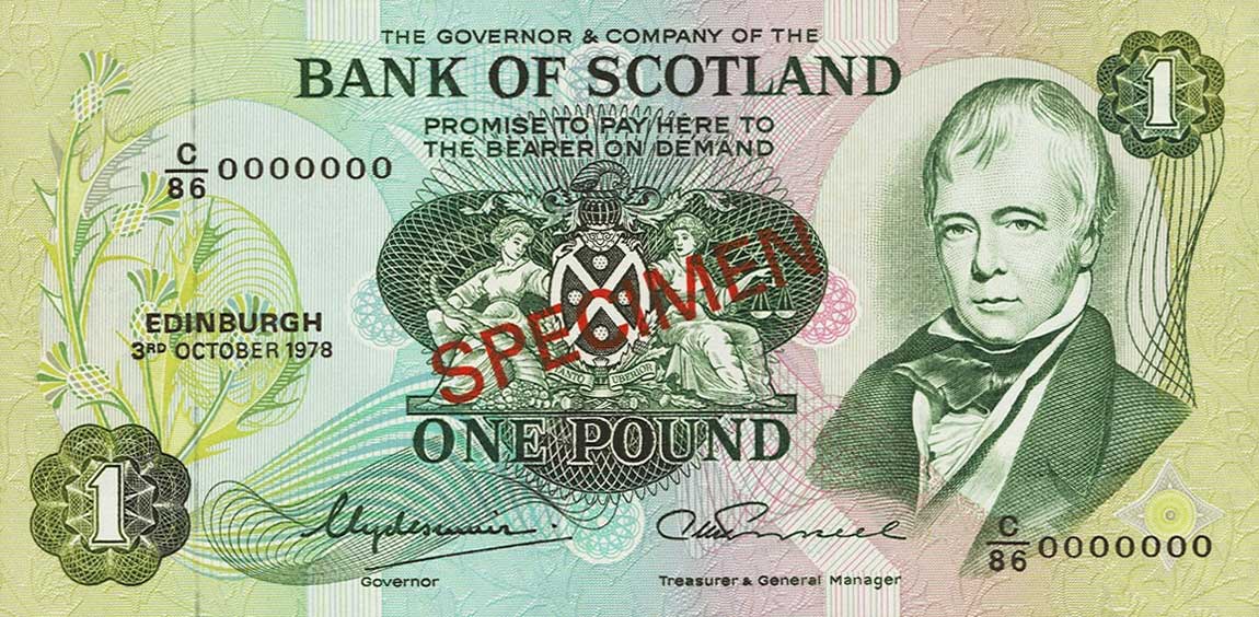 Front of Scotland p111s: 1 Pound from 1970