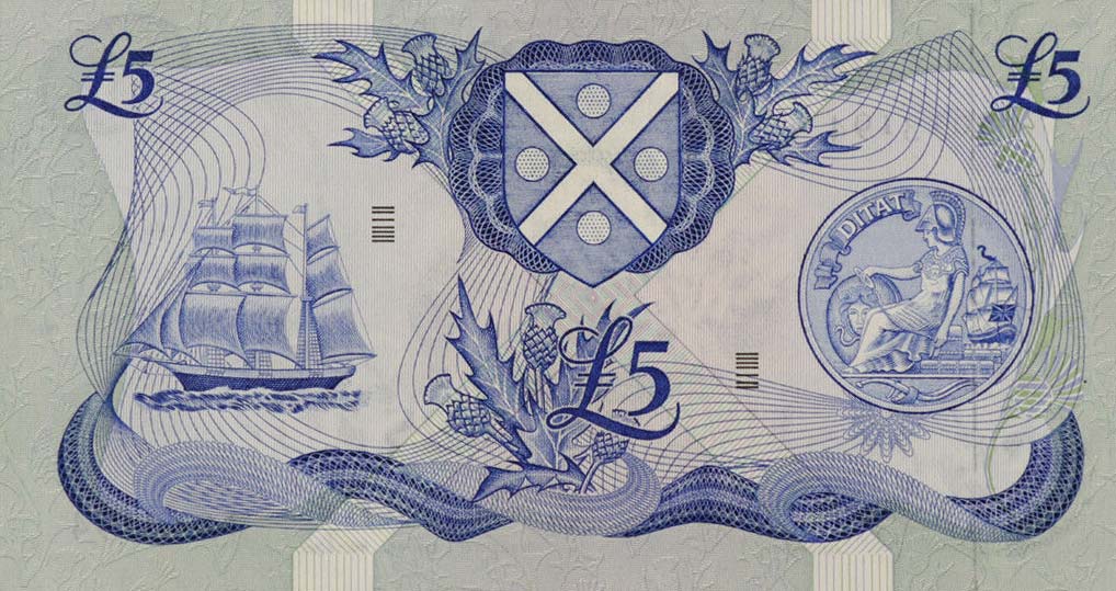 Back of Scotland p112b: 5 Pounds from 1972