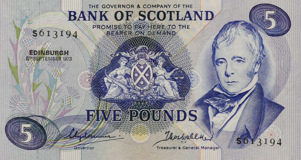 Front of Scotland p112b: 5 Pounds from 1972