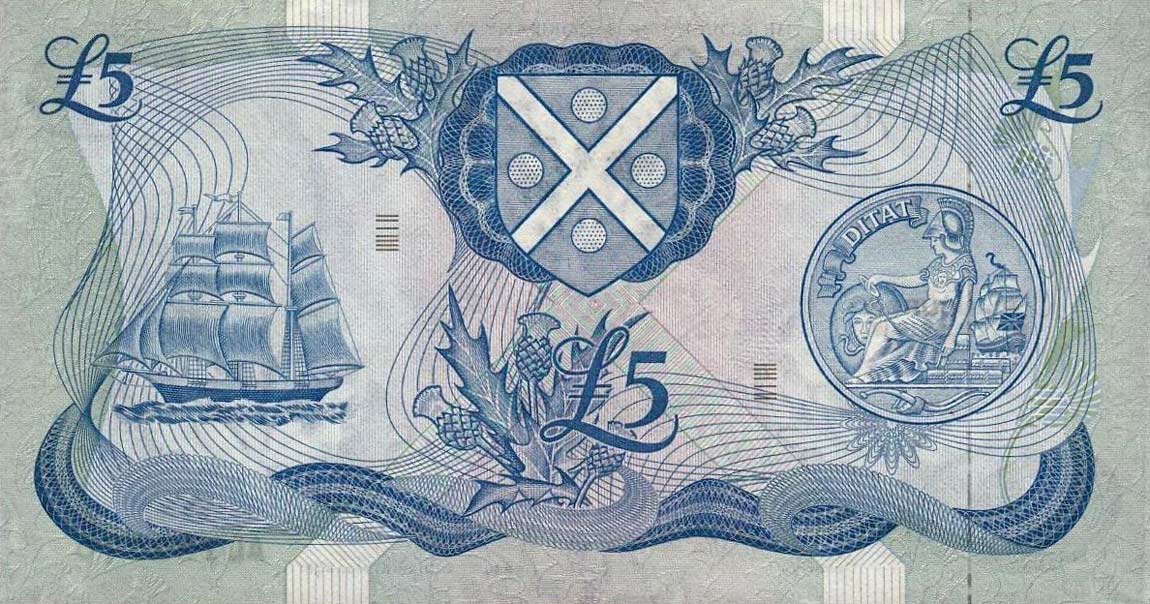 Back of Scotland p112c: 5 Pounds from 1974