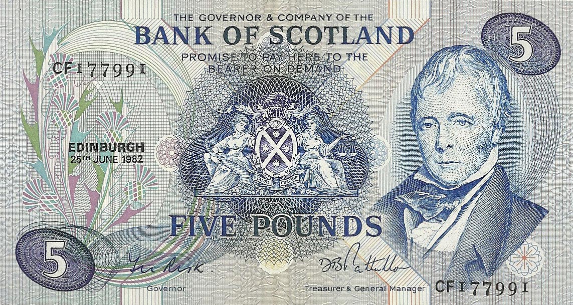 Front of Scotland p112e: 5 Pounds from 1981