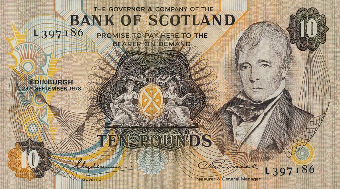 Front of Scotland p113a: 10 Pounds from 1974