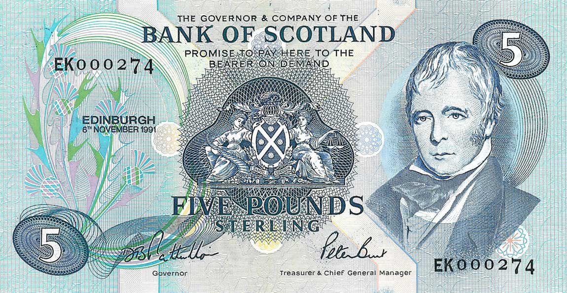 Front of Scotland p116b: 5 Pounds from 1991