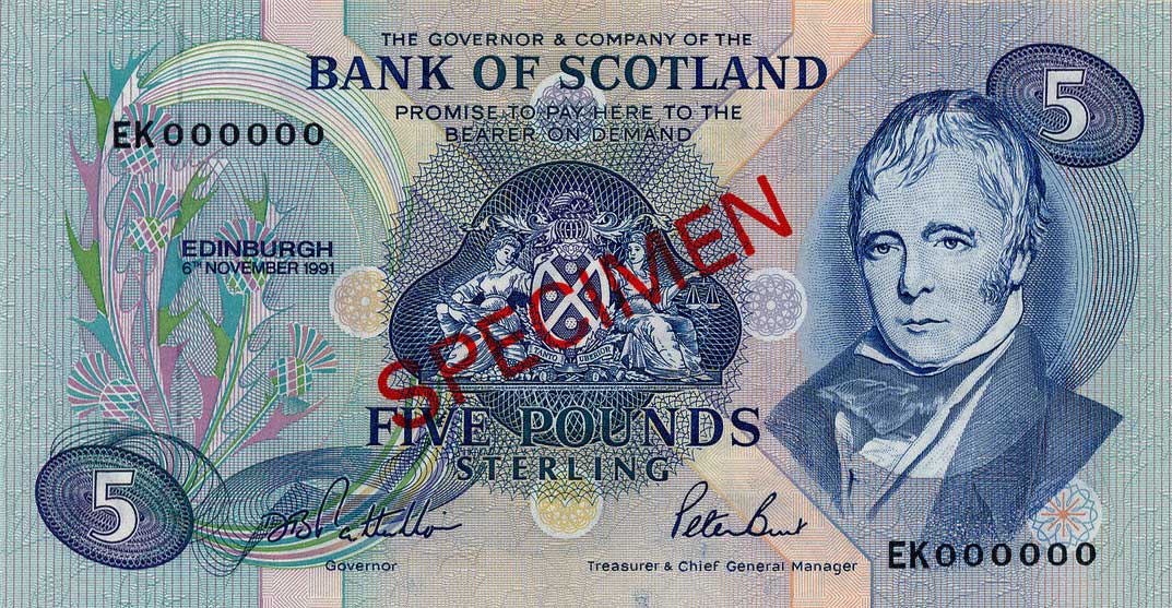 Front of Scotland p116s: 5 Pounds from 1990