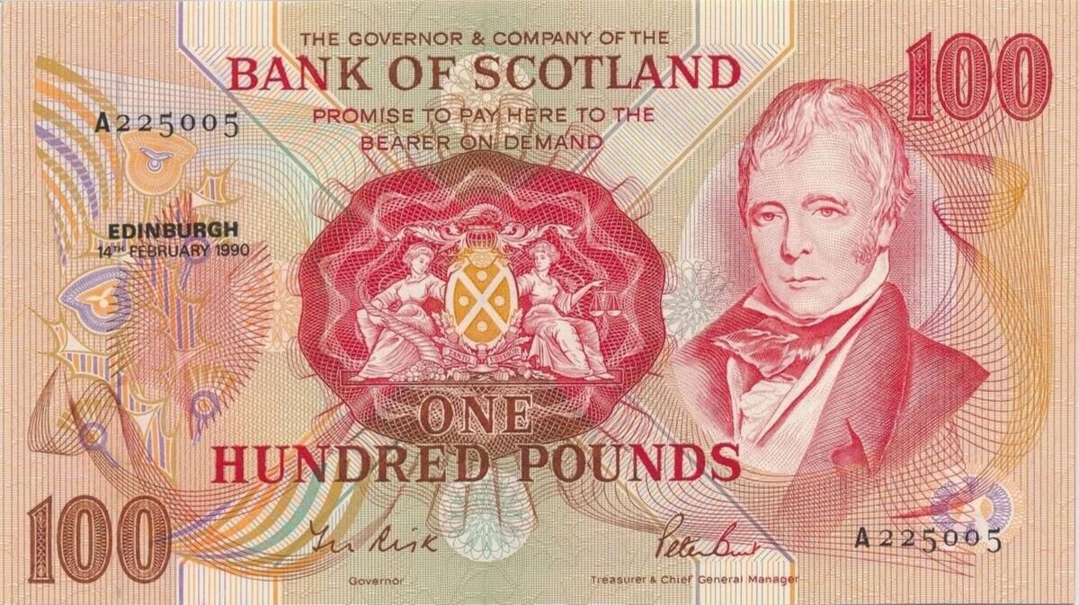 Front of Scotland p118Aa: 100 Pounds from 1990