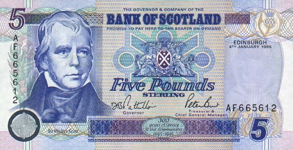 Front of Scotland p119a: 5 Pounds from 1995
