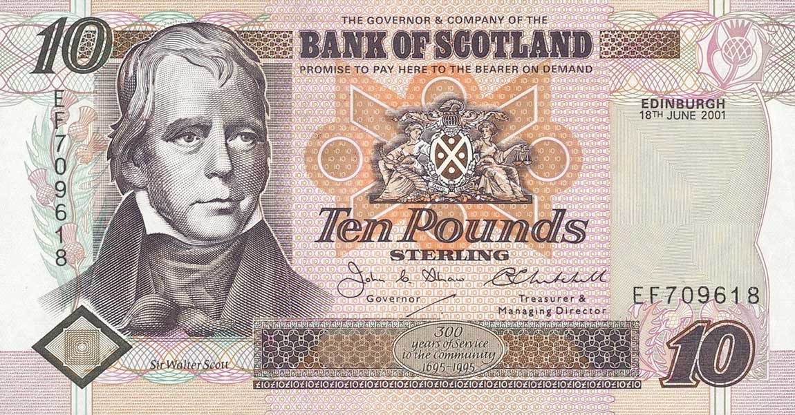 Front of Scotland p120d: 10 Pounds from 2001