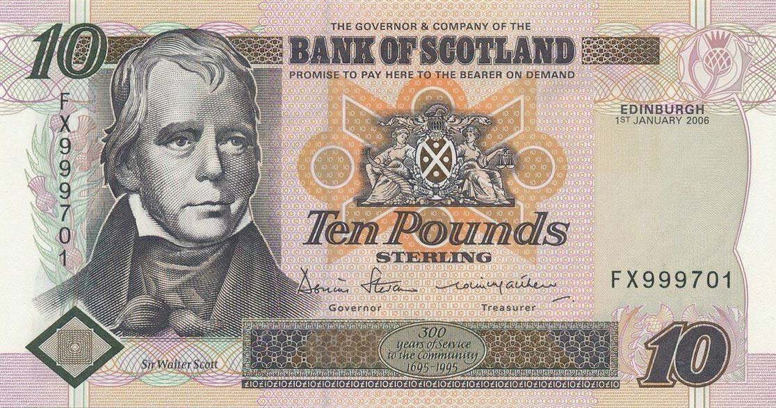 Front of Scotland p120f: 10 Pounds from 2006