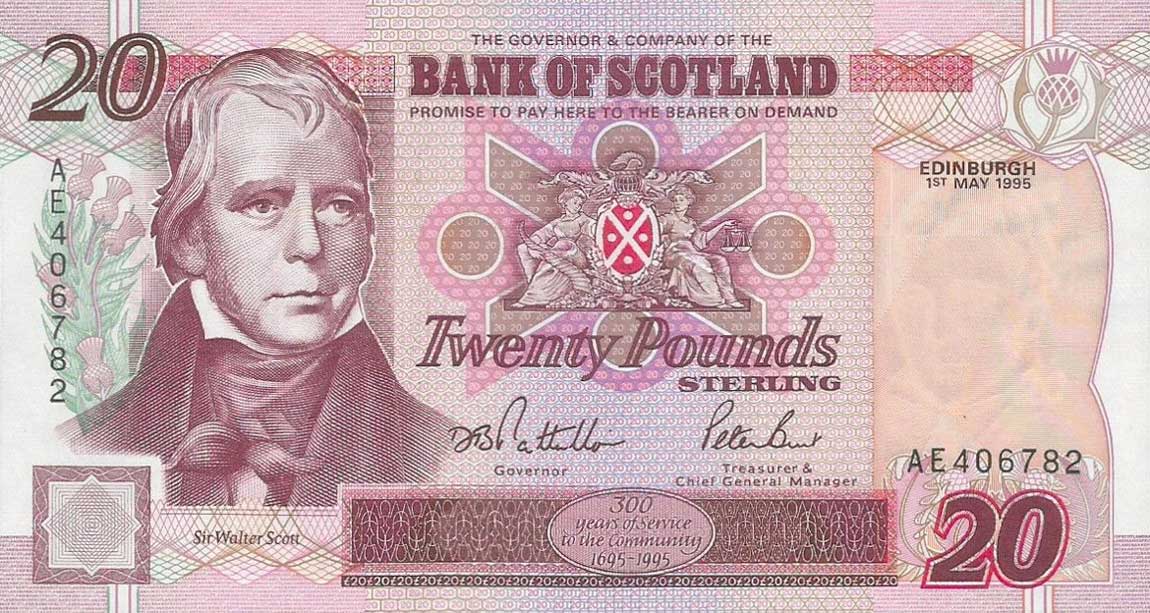 Front of Scotland p121a: 20 Pounds from 1995