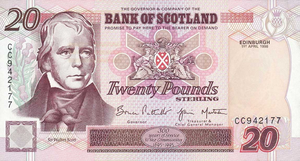 Front of Scotland p121b: 20 Pounds from 1996