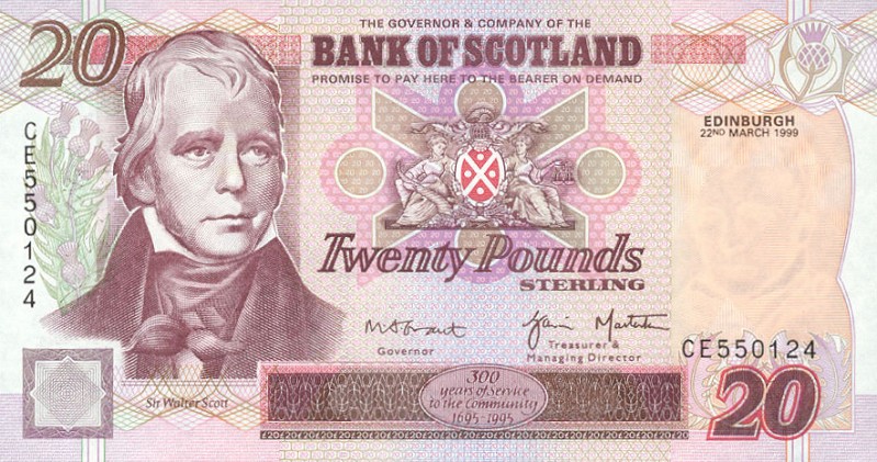 Front of Scotland p121c: 20 Pounds from 1999