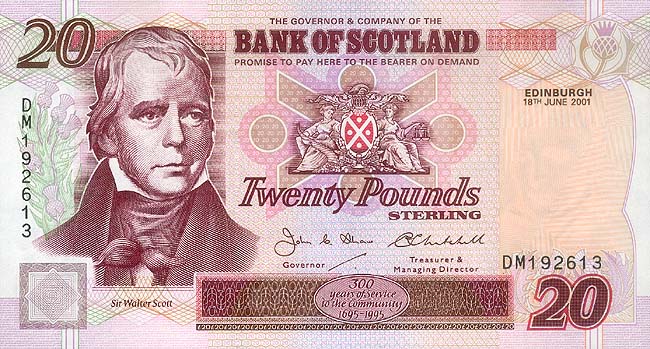 Front of Scotland p121d: 20 Pounds from 2001