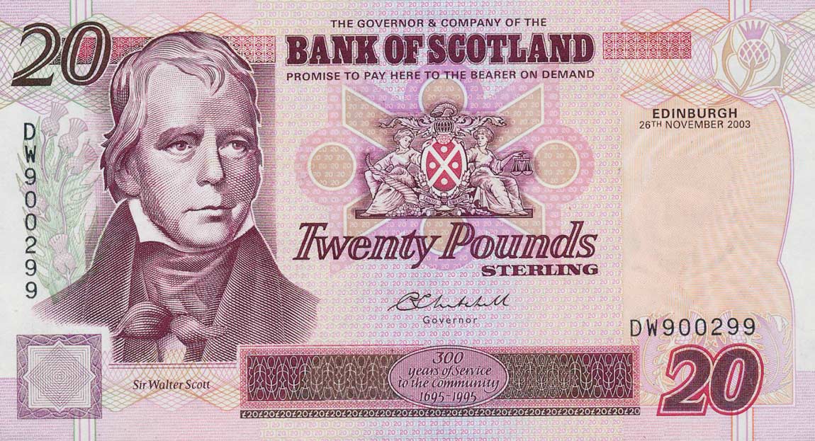 Front of Scotland p121e: 20 Pounds from 2003