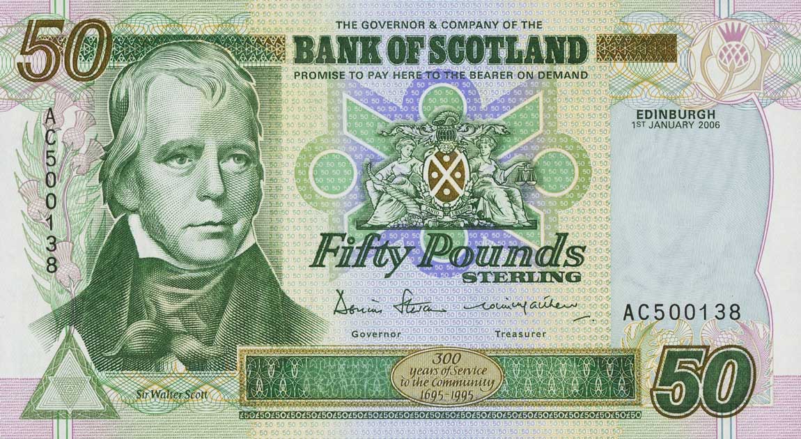Front of Scotland p122d: 50 Pounds from 1995