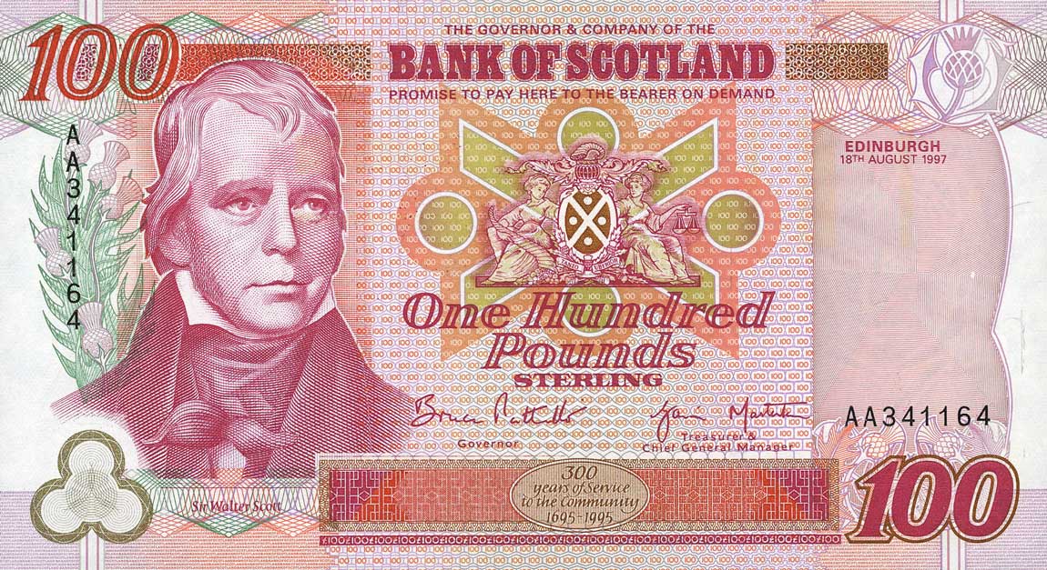 Front of Scotland p123b: 100 Pounds from 1997