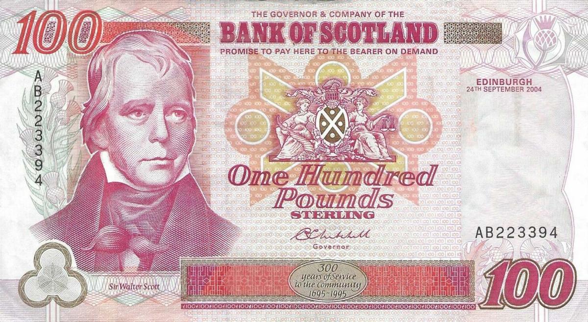 Front of Scotland p123d: 100 Pounds from 2004