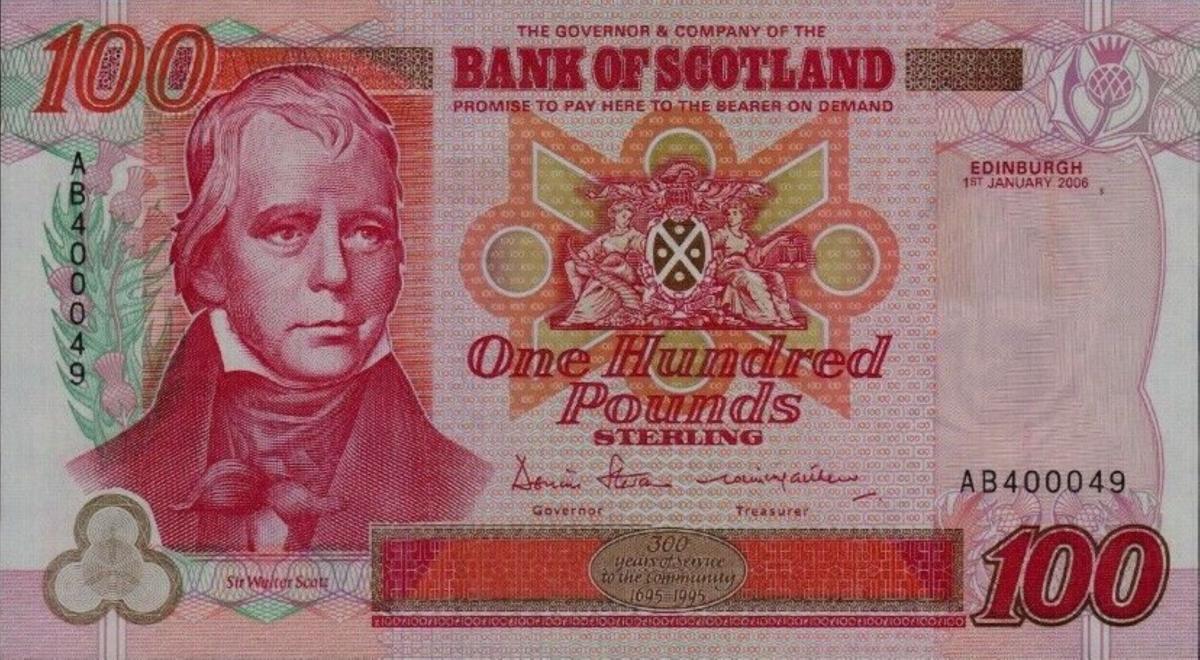 Front of Scotland p123e: 100 Pounds from 2006