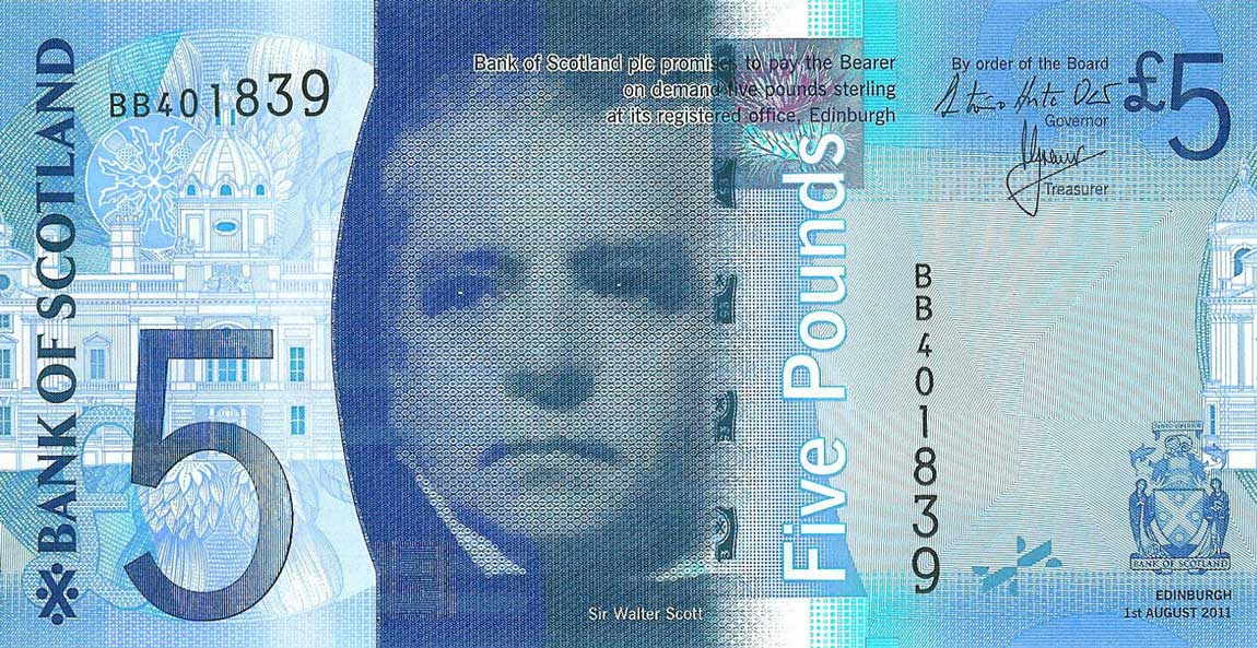 Front of Scotland p124a: 5 Pounds from 2007