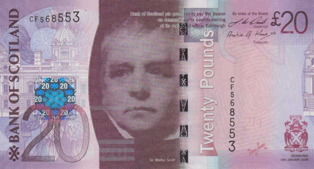 Front of Scotland p126b: 20 Pounds from 2009