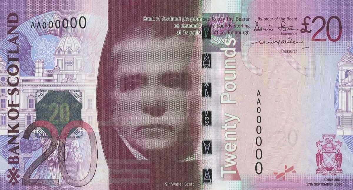 Front of Scotland p126s: 20 Pounds from 2007