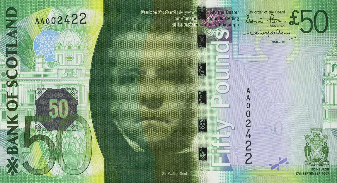 Front of Scotland p127a: 50 Pounds from 2007