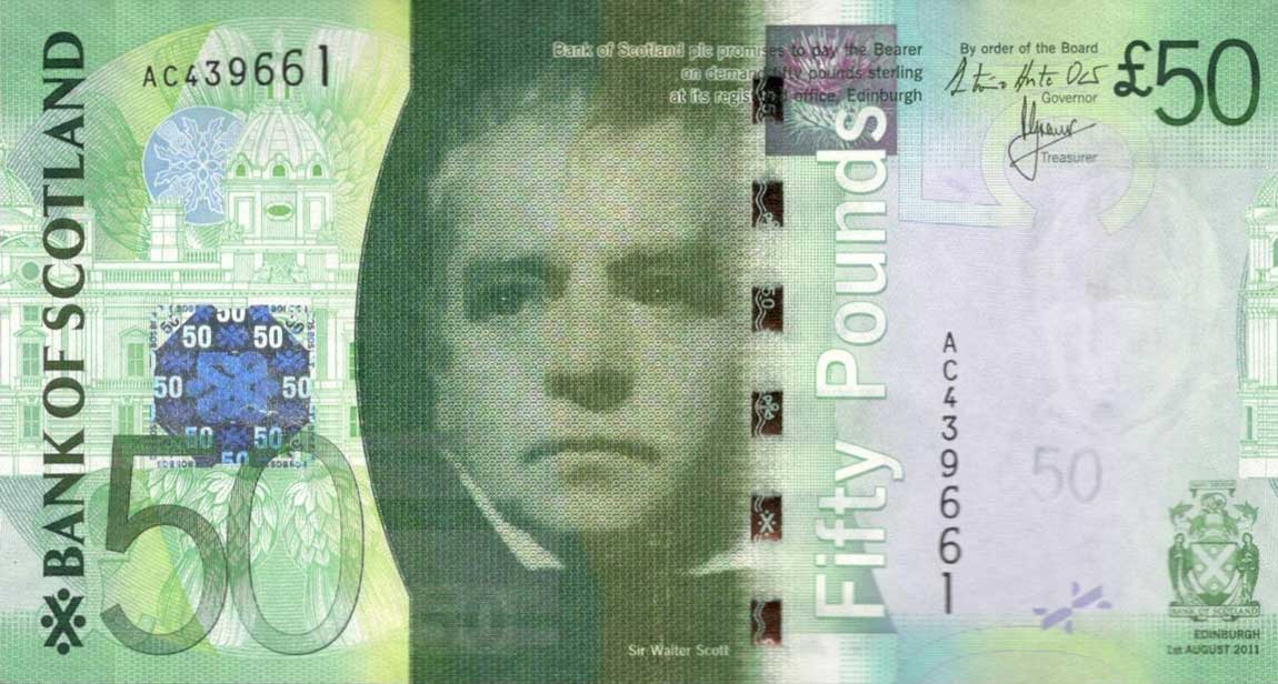 Front of Scotland p127b: 50 Pounds from 2011