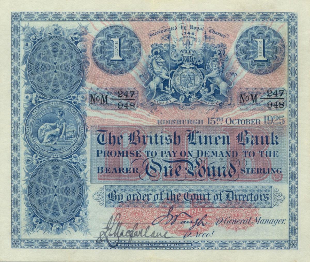 Front of Scotland p151c: 1 Pound from 1925
