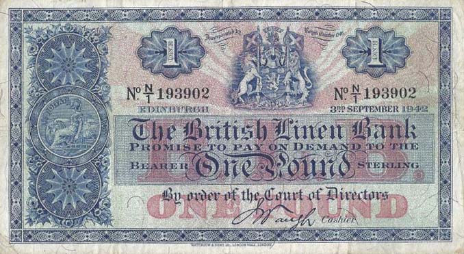 Front of Scotland p157b: 1 Pound from 1944