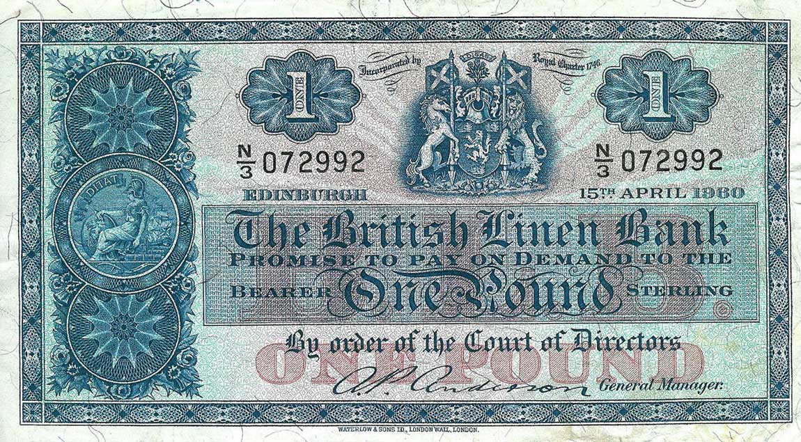 Front of Scotland p157e: 1 Pound from 1960