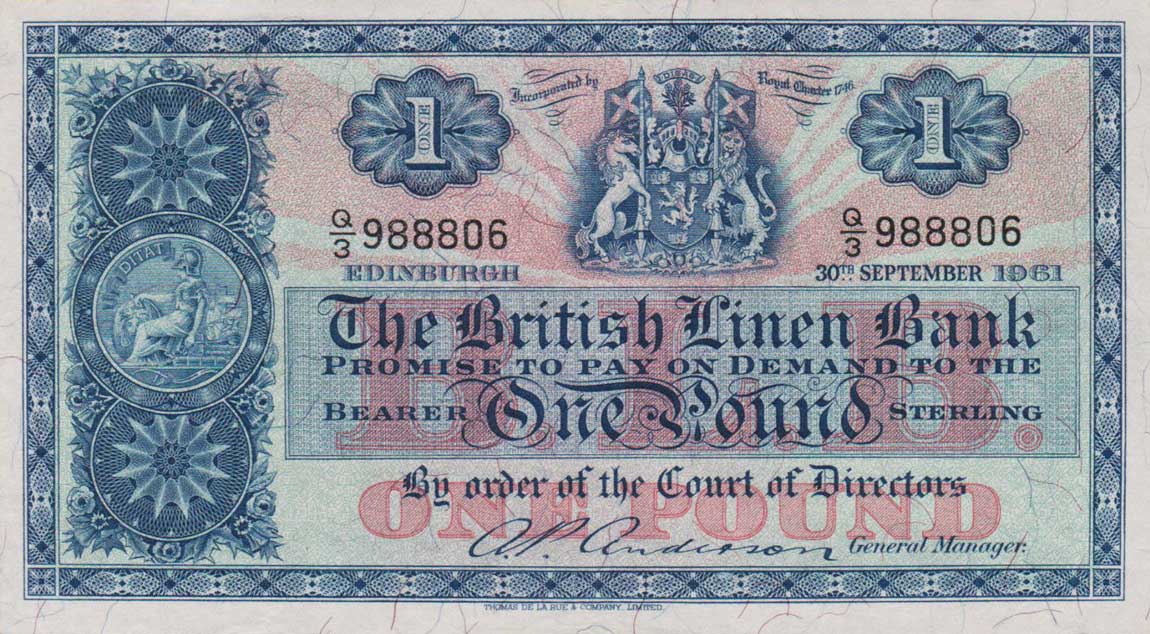 Front of Scotland p162a: 1 Pound from 1961