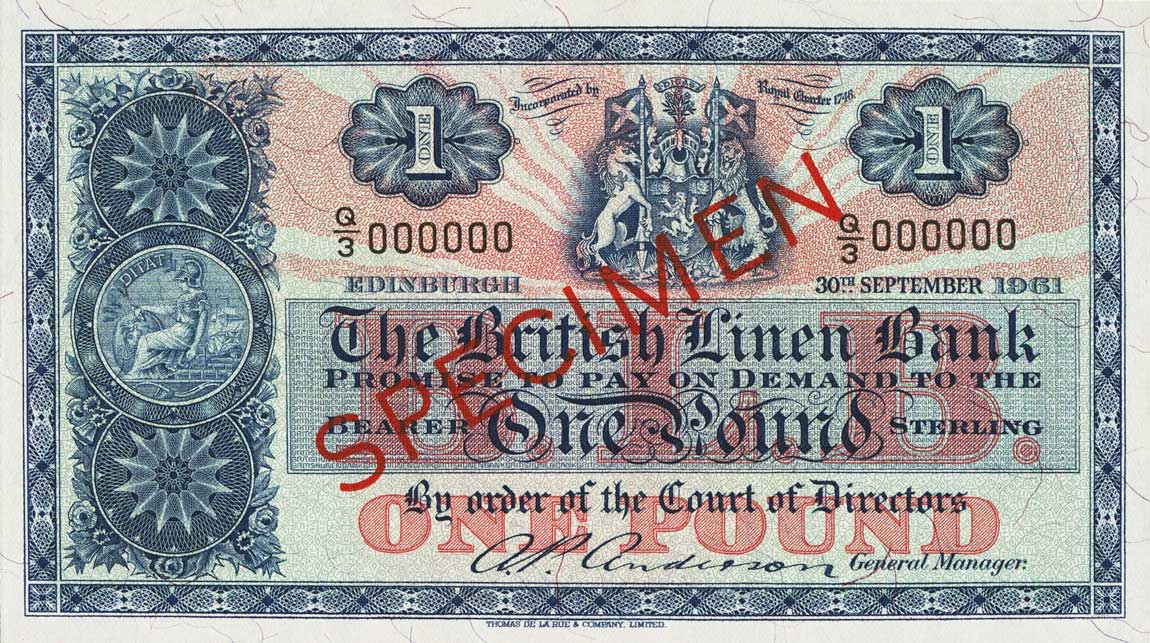 Front of Scotland p162s: 1 Pound from 1961