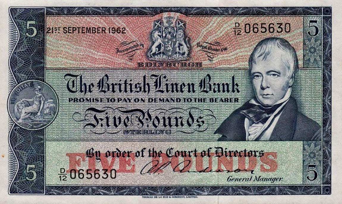 Front of Scotland p167a: 5 Pounds from 1962