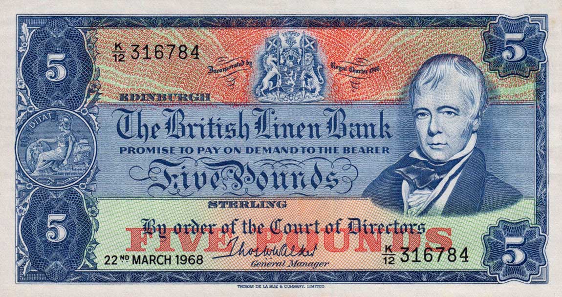 Front of Scotland p170a: 5 Pounds from 1968