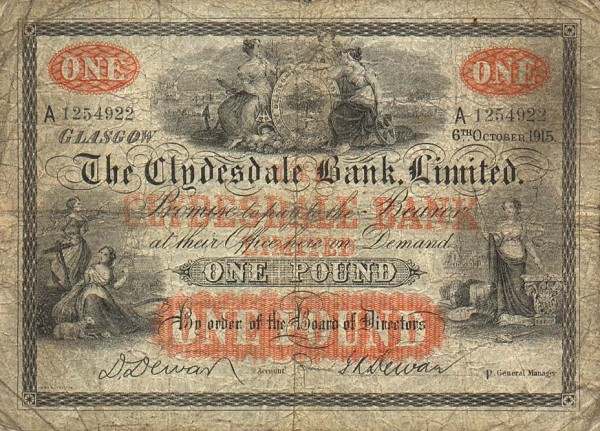 Front of Scotland p181b: 1 Pound from 1913