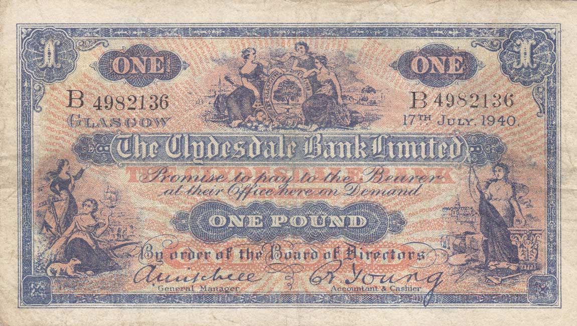 Front of Scotland p189b: 1 Pound from 1932