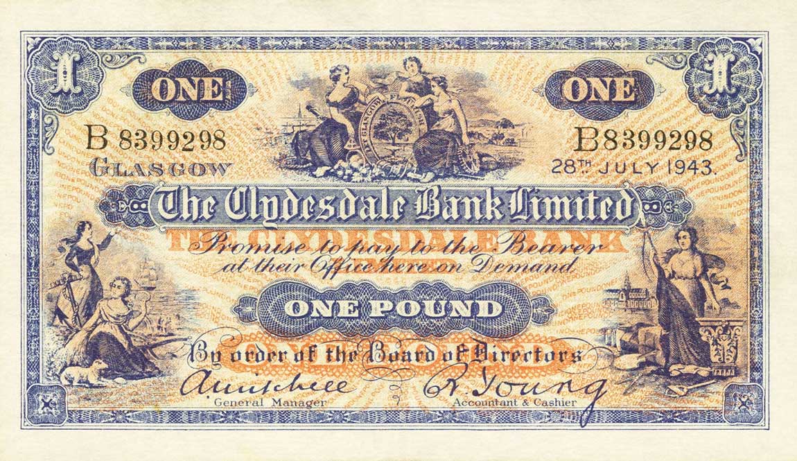 Front of Scotland p189c: 1 Pound from 1942