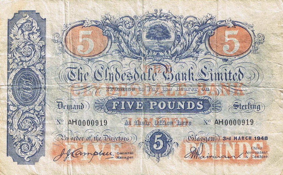 Front of Scotland p190: 5 Pounds from 1948