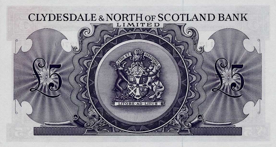 Back of Scotland p192b: 5 Pounds from 1951