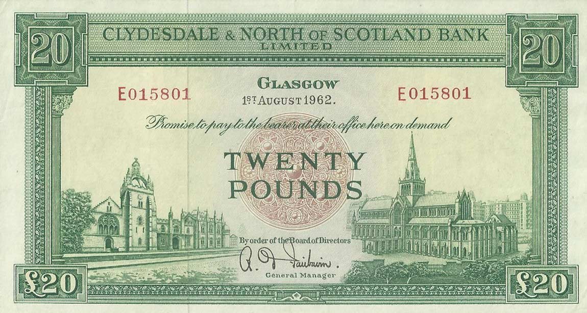 Front of Scotland p193b: 20 Pounds from 1951