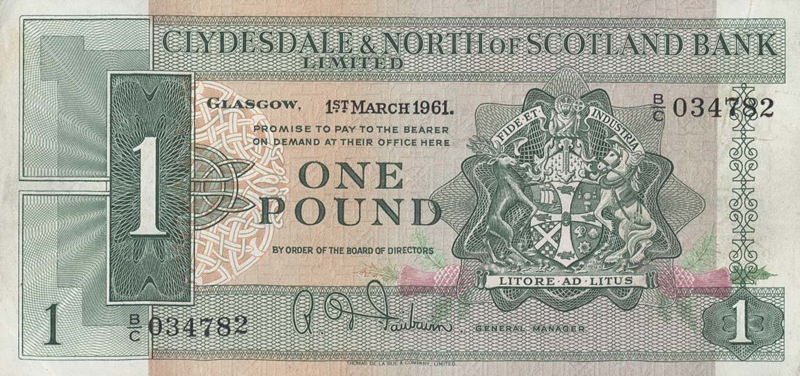 Front of Scotland p195a: 1 Pound from 1961